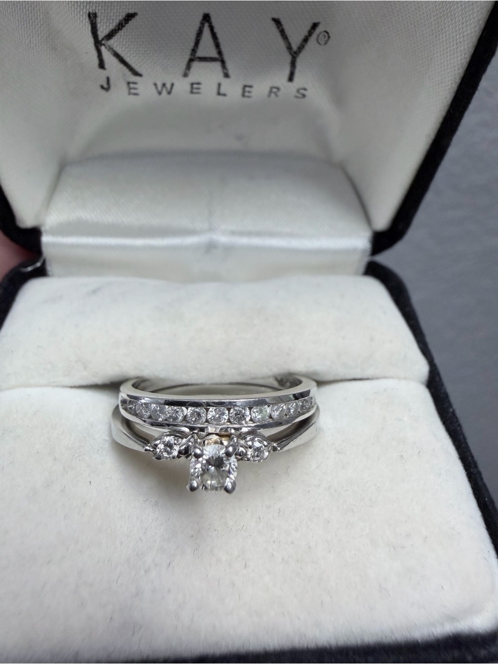 Pt900 Platinum and 10k White Gold Diamond Engagement Ring Set - Kay Jewelers